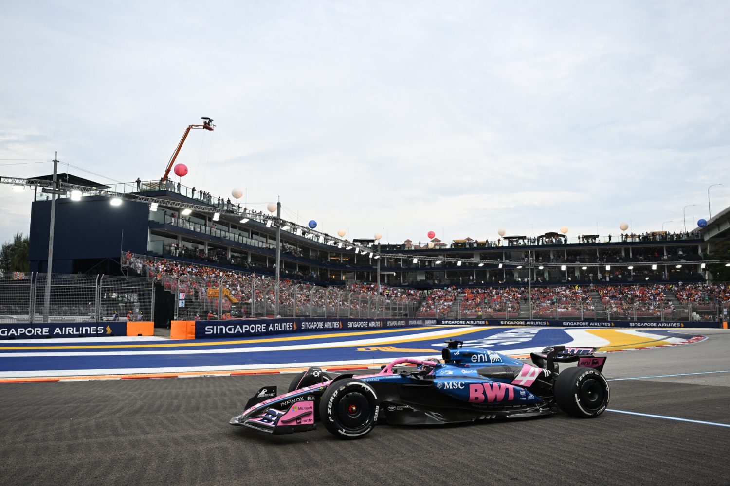 SINGAPORE, SINGAPORE - OCTOBER 03: Pierre Gasly of France driving the (10) Alpine F1 A525 Renault on track during practice ahead of the F1 Grand Prix of Singapore at Marina Bay Street Circuit on October 03, 2025 in Singapore, Singapore. (Photo by Sam Bagnall/Sutton Images)