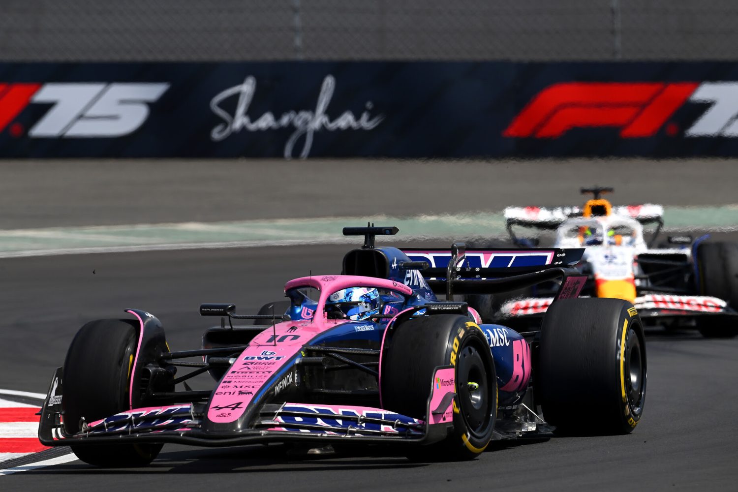 SHANGHAI, CHINA - MARCH 22: Pierre Gasly of France driving the (10) Alpine F1 A525 Renault leads Isack Hadjar of France driving the (6) Visa Cash App Racing Bulls VCARB 02 on track during the Sprint ahead of the F1 Grand Prix of China at Shanghai International Circuit on March 22, 2025 in Shanghai, China. (Photo by Clive Mason/Getty Images)